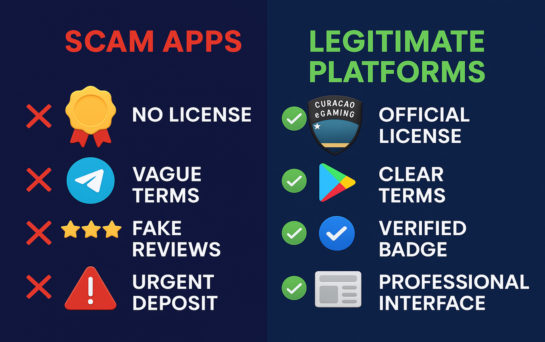 Comparison of legitimate and scam Colour Trading platforms