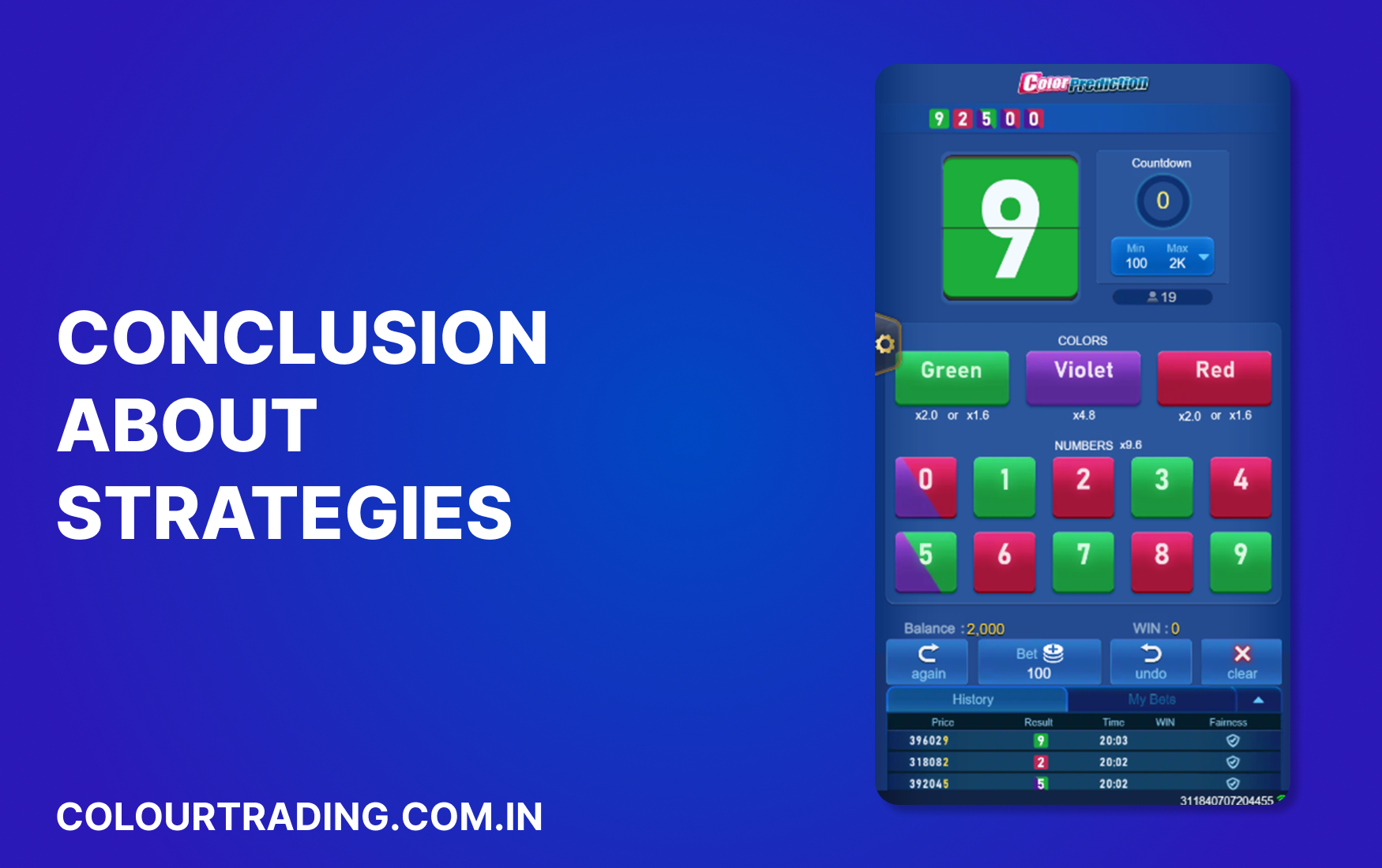 Conclusion: Colour Trading Strategies